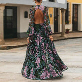 Vintage Backless Long Maxi Dress
